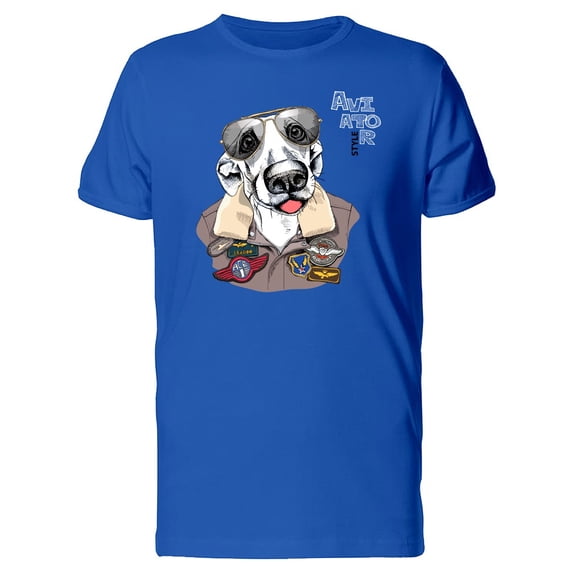 Aviator Dog In Leather Jacket Tee Men's -Image by Shutterstock