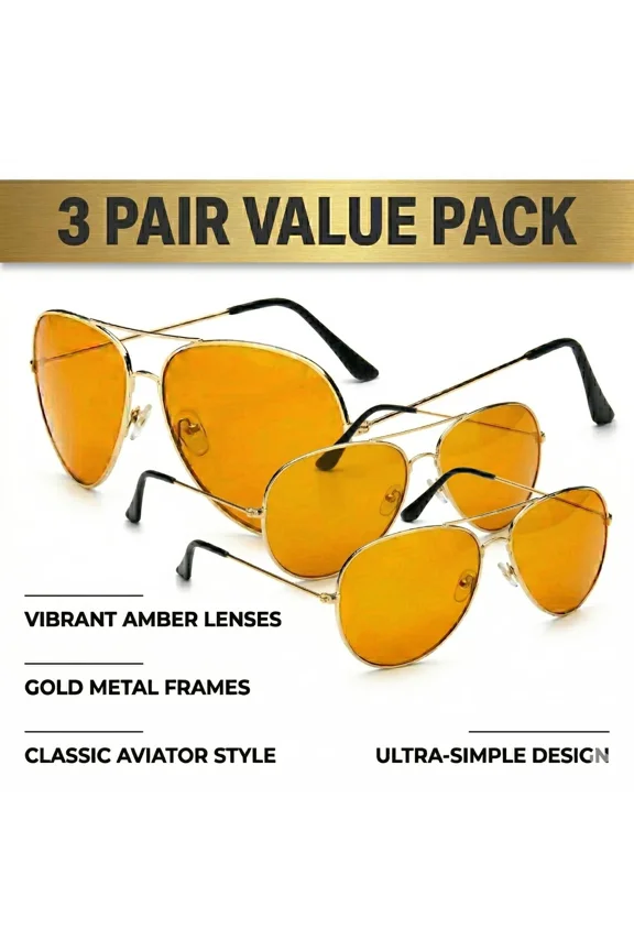 Aviator Fashion Sunglasses HD Amber Lens UV400 Driving Eyewear