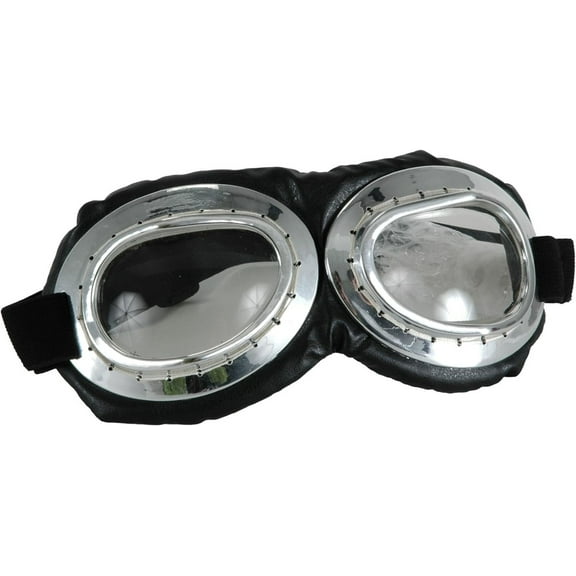 Aviator Goggle Silver & Black Adult Costume Accessory