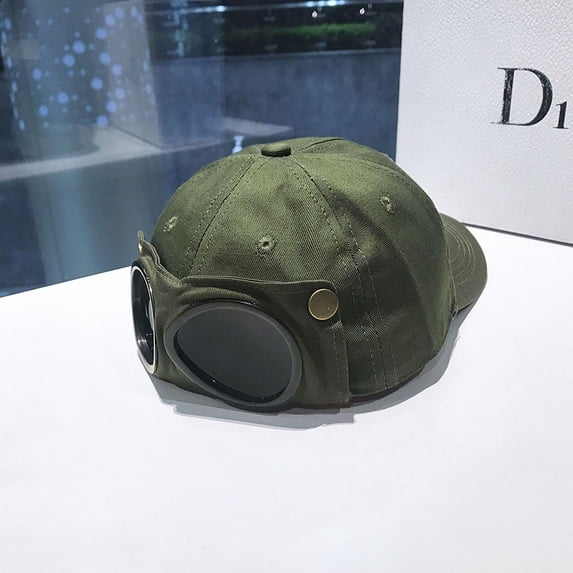 Aviator Hat Men's Trendy Anti-glasses Cap Women's Street Personalized ins Korean Style All-match Sunglasses Baseball Cap-Army Green