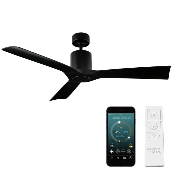 Aviator 54" Matte Black Smart Ceiling Fan with Remote Control