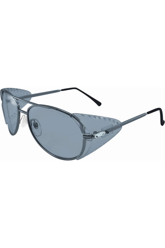 Aviator Motorcycle Safety Glasses Sunglasses Silver with Side Shields