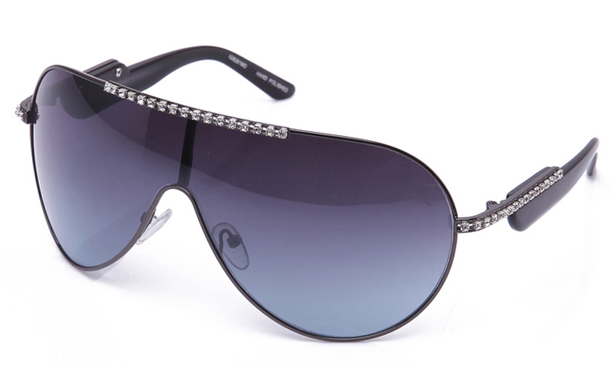 Oversized Aviator Sunglasses with Rhinestone Double Bridge UV400 Protection Amazon.com: Aviator Oversized Temple Design UV Protection  main image 2