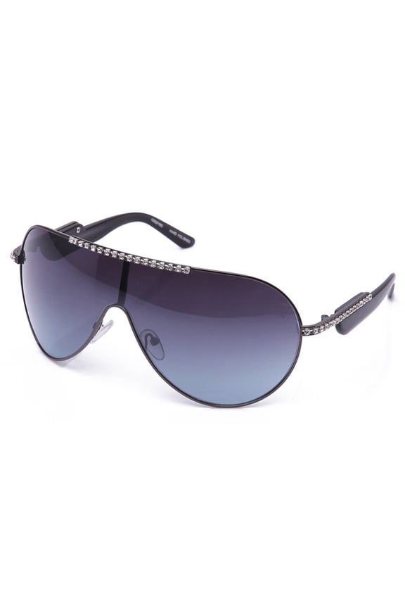 Aviator Oversized Shield Style Protection Pilot Style with Rhinestones Bling for Women