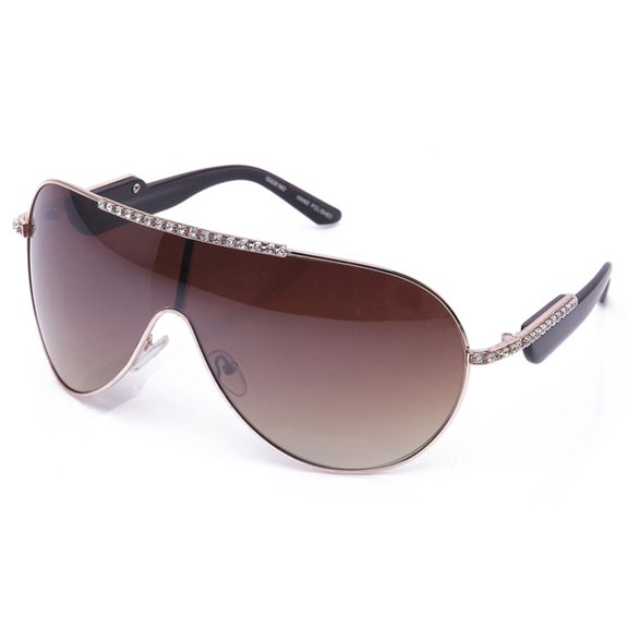 Aviator Oversized Shield Style Protection Pilot Style with Rhinestones Bling for Women