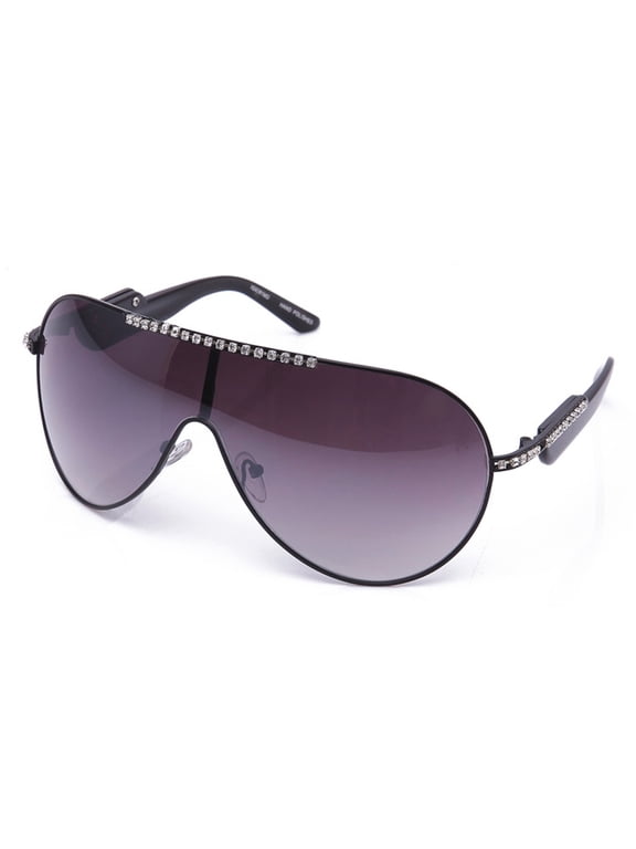 Aviator Oversized Shield Style Protection Pilot Style with Rhinestones Bling for Women