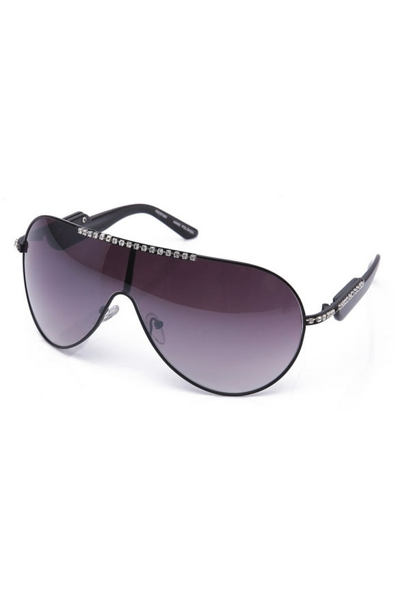 Aviator Oversized Shield Style Protection Pilot Style with Rhinestones Bling for Women