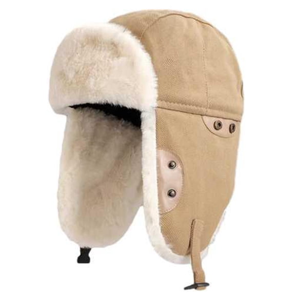 Aviator Shearling Ushanka Trapper Hat Warm Windproof Winter Trooper Hats with Earflaps Faux Fleece Hunting Hat for Men