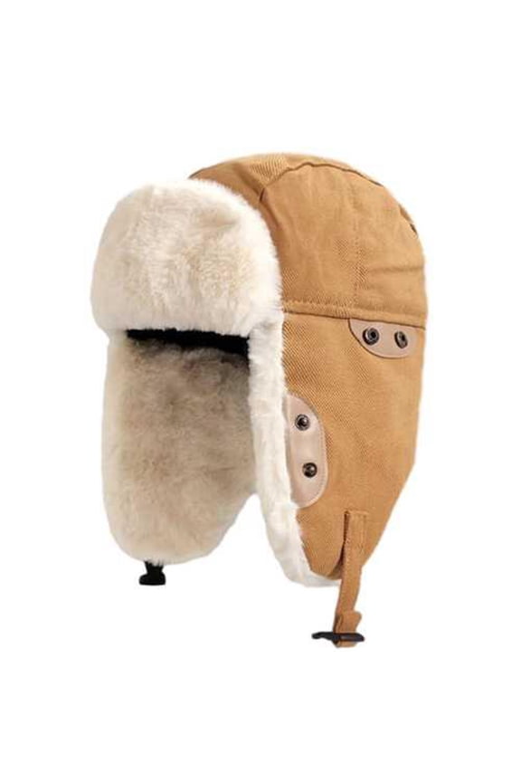Aviator Shearling Ushanka Trapper Hat Warm Windproof Winter Trooper Hats with Earflaps Faux Fleece Hunting Hat for Men