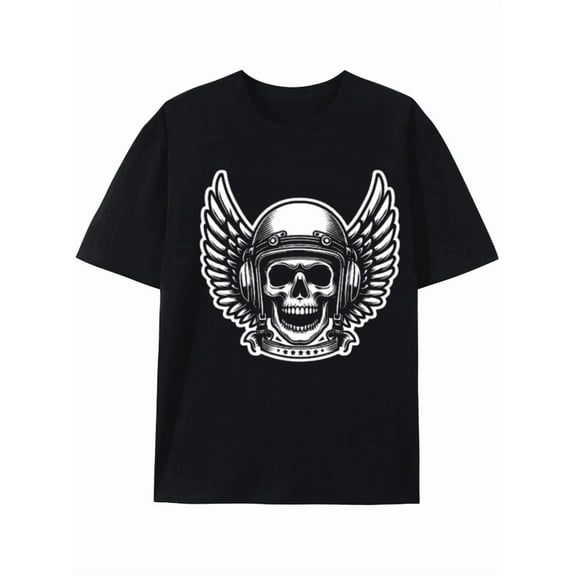 Aviator Skull with Wings Graphic Tee
