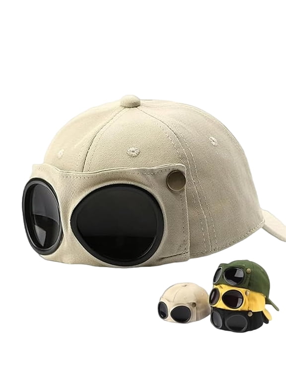 Aviator Style Baseball Cap with Integrated Goggles, Vintage Goggles Hat | Retro Aviator Baseball Cap, Adjustable Unisex Fit, Lightweight Design For Cosplay, Festivals And Daily Fashion
