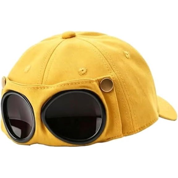 Aviator Style Baseball Cap with Integrated Goggles, Pilot Goggles Baseball Cap, Vintage Goggles Hat Attached Sunglasses