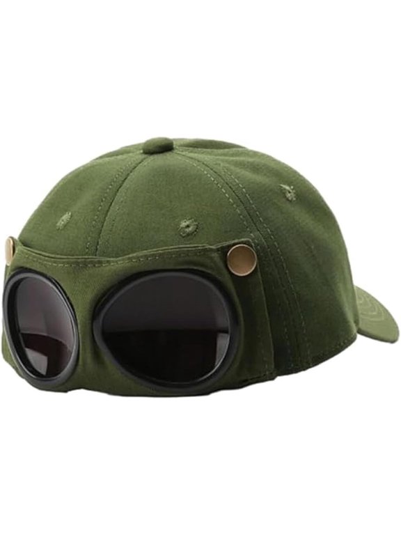 Aviator Style Baseball Cap with Integrated Goggles, Pilot Goggles Baseball Cap, Vintage Goggles Hat Attached Sunglasses