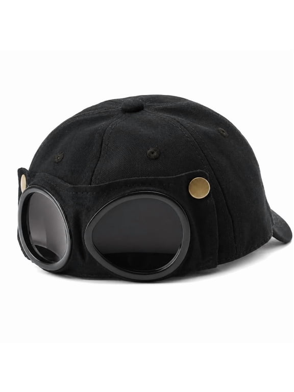 Aviator Style Baseball Cap with Integrated Goggles, Pilot Goggles Baseball Cap, for Men and Women