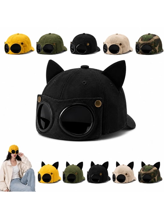 Aviator Style Baseball Cap with Integrated Goggles, Sail Goggles Hat, Pilot Goggles Baseball Cap for Costume and Streetwear