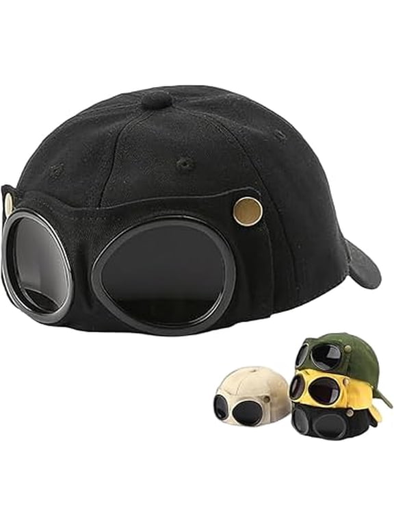 Aviator Style Baseball Cap with Integrated Goggles, Vintage Goggles Hat | Retro Aviator Baseball Cap, Adjustable Unisex Fit