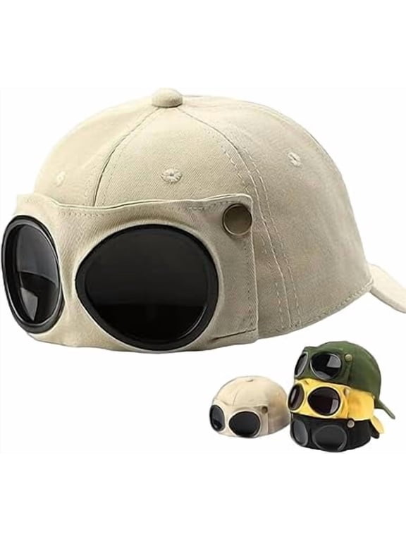 Aviator Style Baseball Cap with Integrated Goggles, Vintage Goggles Hat | Retro Aviator Baseball Cap, Adjustable Unisex Fit