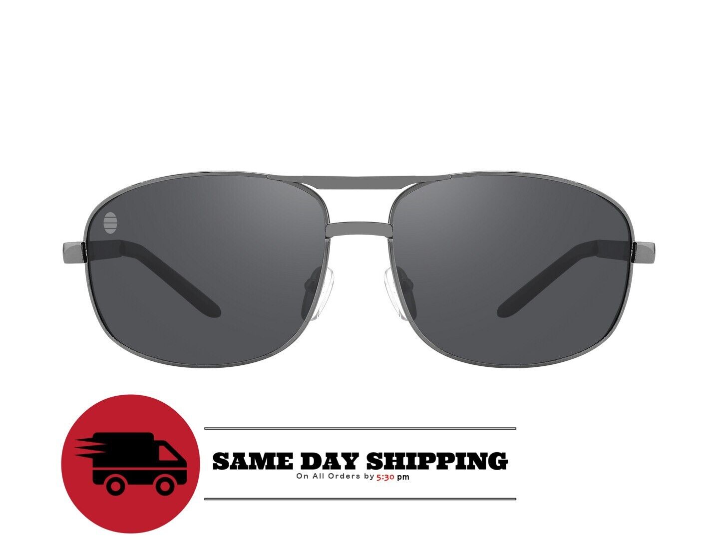 Classic Aviator Sunglasses For Men | Polarized UV400 Protection | Metal Frame Black Lens