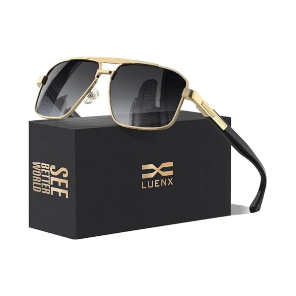 Aviator Sunglasses for Men Retro Square Polarized Polygon Shades UV 400 Protection