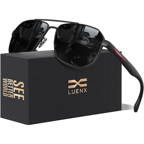 Aviator Sunglasses for Men Square Polarized Polygon Lens - UV 400 Protection with Accessories 61MM Driving Outdoor