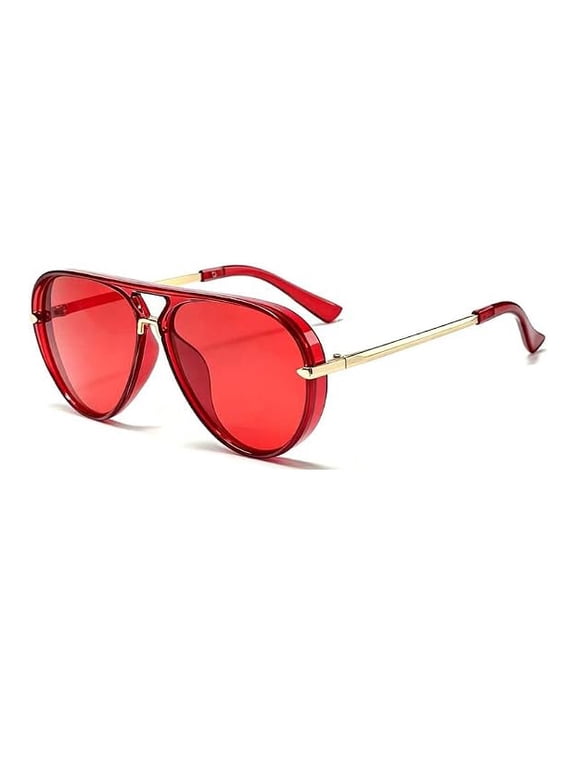 Aviator Sunglasses for Men Women UV400 Protection Metal Frame Sun Glasses Red
