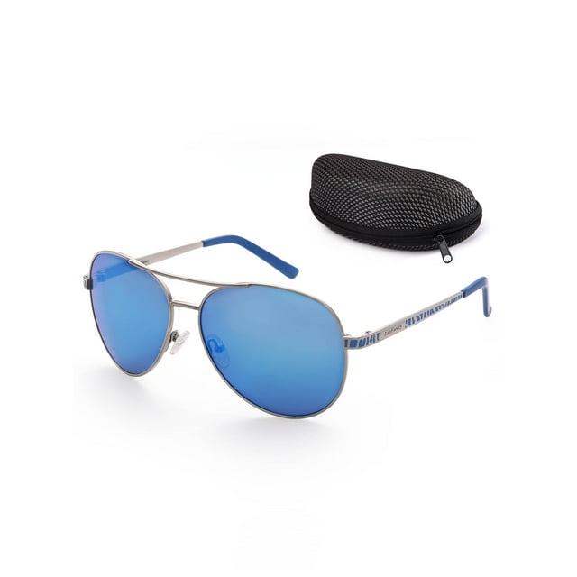 Aviator Sunglasses for Women with Case, Blue Mirrored, 61mm