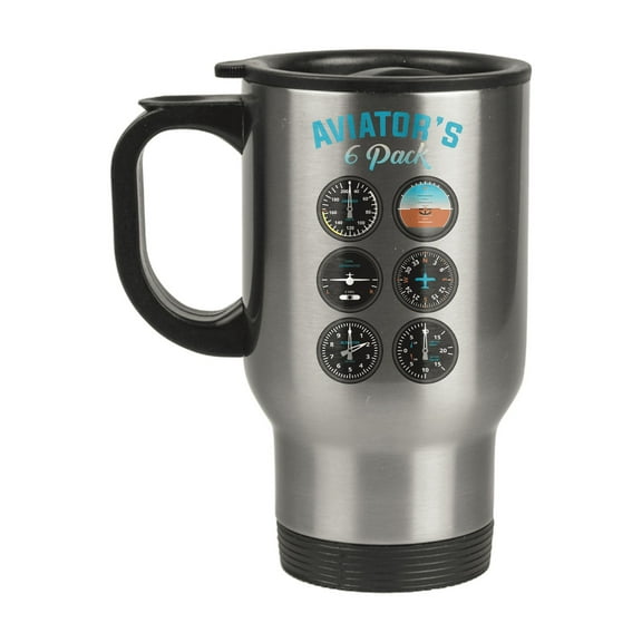 Aviator Travel Mug Set - 6 Pack, 14 oz Stainless Steel Coffee Cups - Perfect Aviation Gifts