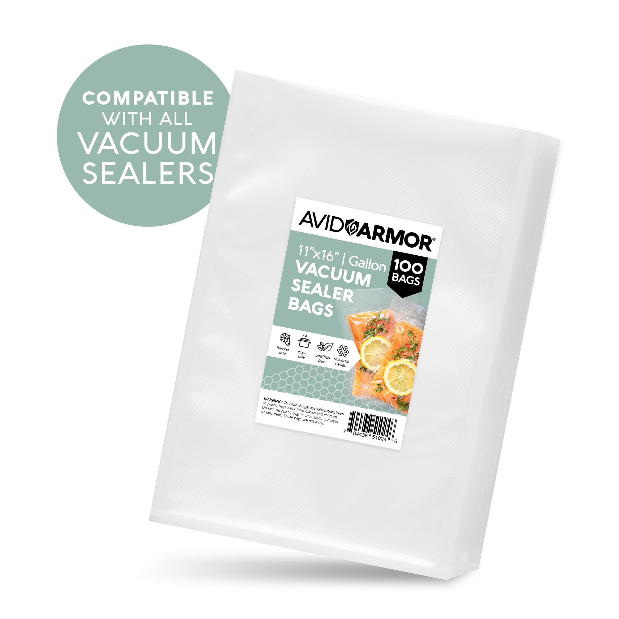 Avid Armor 11" x 16" Gallon Vacuum Sealer Bags, 100 Pack