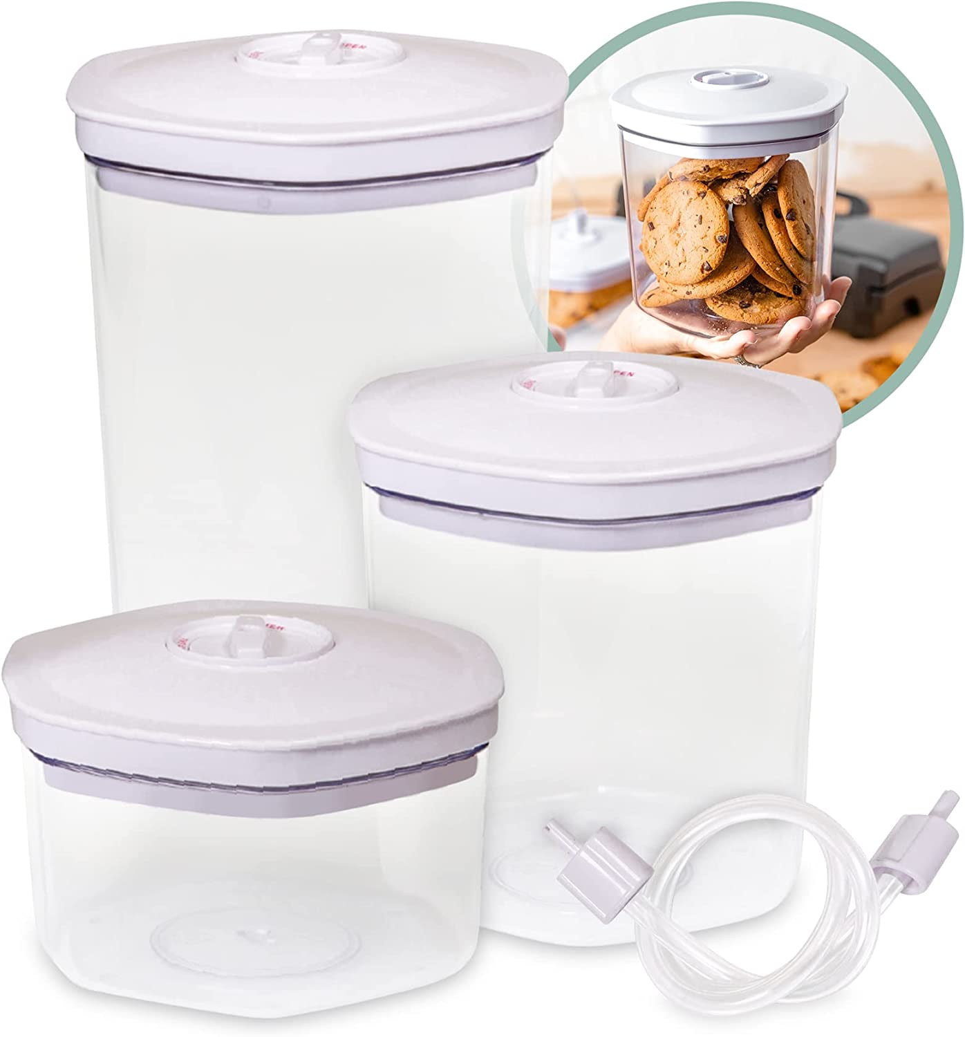 Avid Armor 3-Piece Food Vacuum Canister Set, Universal Hose Attachment  Included