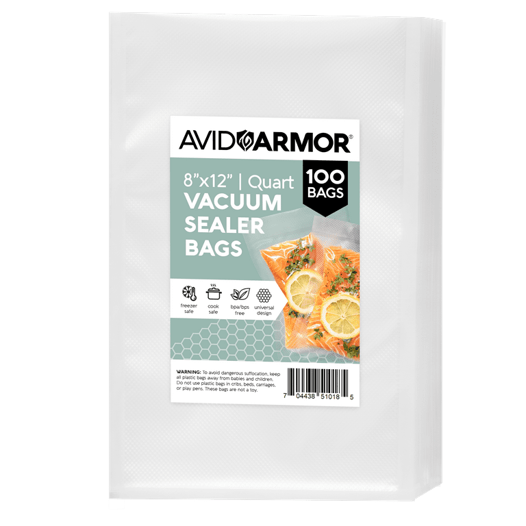 Avid Armor® 8 x 12 Quart Size Pre-Cut Vacuum Sealer Bags - 100 Count