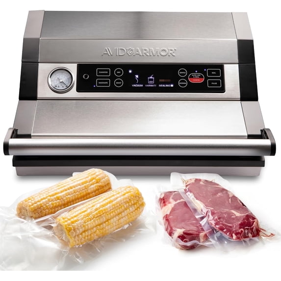 Avid Armor A420 Vacuum Sealer, Heavy-Duty Stainless Steel, Built-In Bag Cutter & Roll Storage, Accessory Port, Includes Starter Roll
