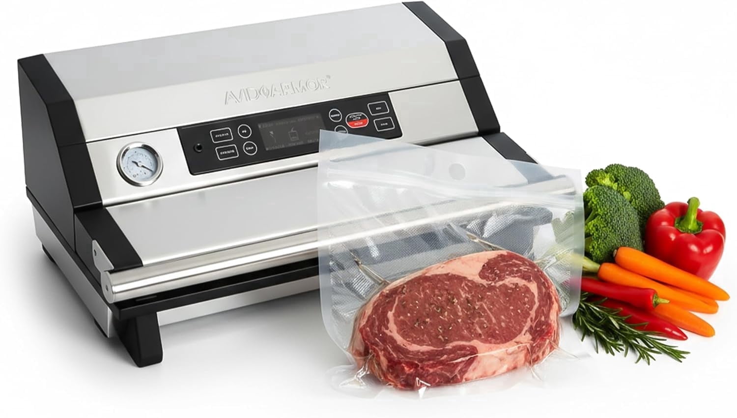 Avid Armor A420XL Food Vacuum Sealer Machine, 16" Extra‑Wide Stainless Steel Food Saver, Seals Two Bags at Once, For Bulk Meat, Hunters & Meal Prep