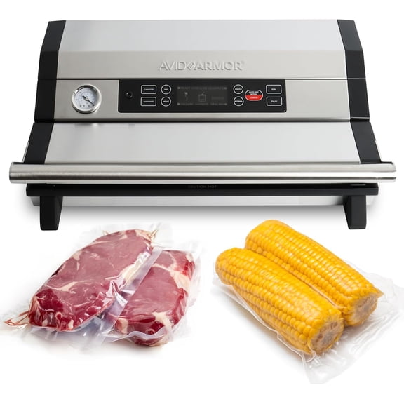 Avid Armor A420XL Food Vacuum Sealer Machine, Stainless Steel Food Saver with 16" Seal Bar, Dry & Moist Modes, Bag Cutter & Storage, For Meal Prep & Freezer Storage