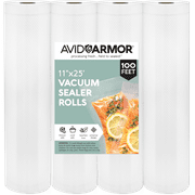 Avid Armor 11"x25' Vacuum Sealer Rolls, 4 Rolls, BPA-Free Food Saver Bags for Food Storage