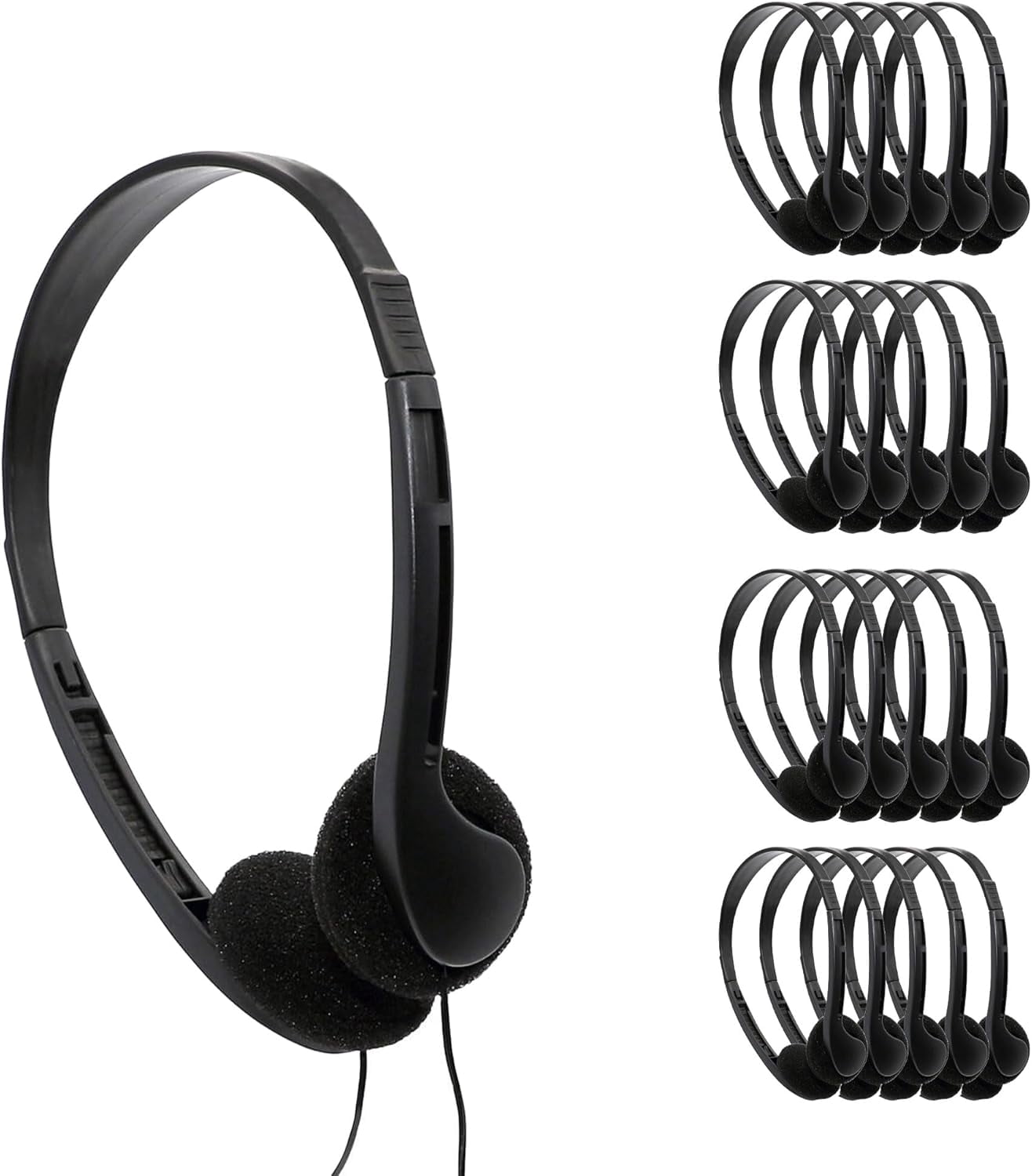 Avid Products AE-08 On-Ear Stereo Headphones, Black (50 Pack)