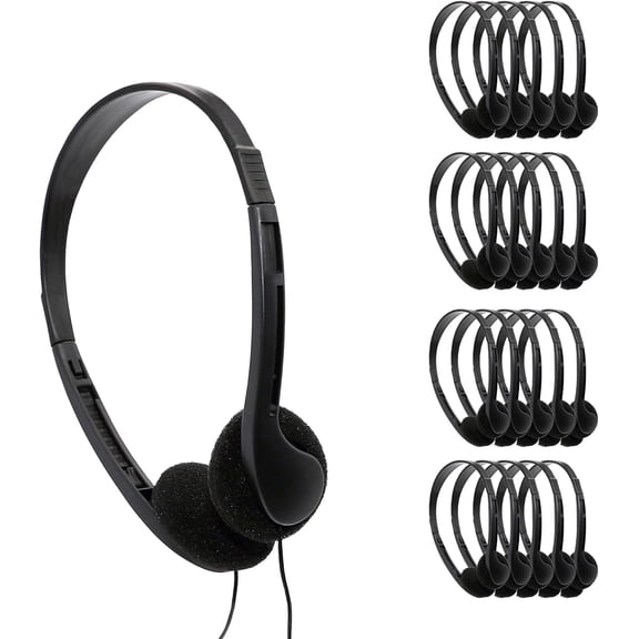 Avid Products AE-08 On-Ear Stereo Headphones, Black (50 Pack)