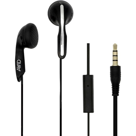 Avid Products AE-1M Disposable Stereo Black School Earbuds with Mic, Black (25 Pack)