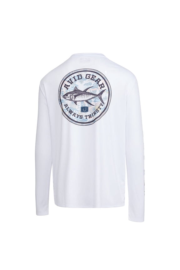 Thirsty Tuna AVIDry Sleeve White, Large Long Sleeve Shirt