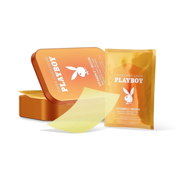 Playboy Vitamin E with Biotin Oral Strips Dietary Supplements for Hair, Skin, and Nails, 30-Pack