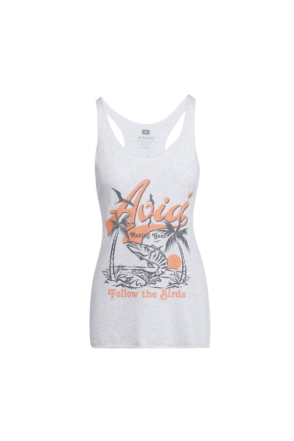 Women's Fish Finder Tank Top Heather White, XLarge