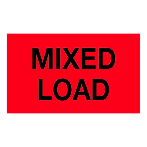 Aviditi 3" x 5","Mixed Load" Fluorescent Red Warning Sticker, for Shipping, Handling, Packing, and Moving (1 Roll of 500 Labels)