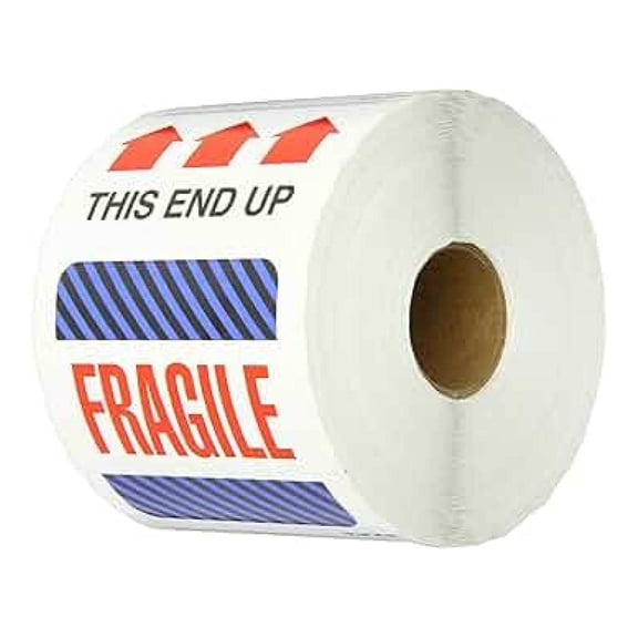 Aviditi 4" x 6","This End Up Fragile" Multiple Warning Sticker, for Shipping, Handling, Packing, and Moving (1 Roll of 500 Labels)