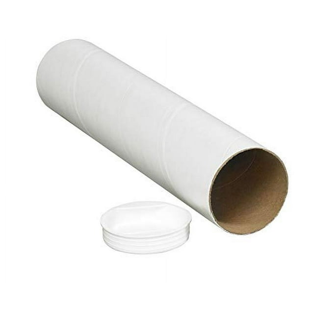 Aviditi White Mailing Tubes with Caps, 2" x 6", Pack of 50, for