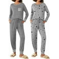 thumbnail image 1 of Avidlove 2 Pack Long Sleeve Pajama Set for Women Comfy Lounge Set Ladies Fall Jogger Pjs Set Sleepwear with Pocket, 1 of 6
