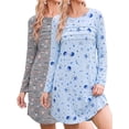 thumbnail image 1 of KISSGAL 2 Pack Nightgowns for Women Long Sleeve Nightshirts Soft Crew Neck Pajamas Dress Sleepwear ,S-XXXL, 1 of 7