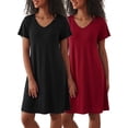 thumbnail image 1 of Avidlove 2 Pack Women Nightgown Sleepwear Flare Short Sleeve Sleepshirts V Neck Sleepdress Causal Pajama Dress S-XXL, 1 of 8