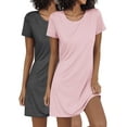 thumbnail image 1 of Avidlove 2 Pack Women Nightgowns Sleapwear Short Sleeve Sleepshirt Soft Sleepdress Casual Pajama Dress S-XXL, 1 of 7