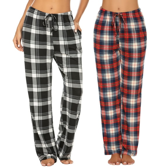 Avidlove 2 Pack Women Pajama Pants with Pockets Stretch Buffalo Red Plaid Pajama Bottoms Drawstring Christmas Pj Pants Sleepwear Casual Cozy Lounge Pants