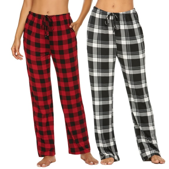Avidlove 2 Pack Women Pajama Pants with Pockets Stretch Buffalo Red Plaid Pajama Bottoms Drawstring Christmas Pj Pants Sleepwear Casual Cozy Lounge Pants