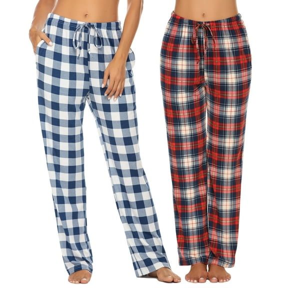 Avidlove 2 Pack Women Pajama Pants with Pockets Stretch Buffalo Red Plaid Pajama Bottoms Drawstring Christmas Pj Pants Sleepwear Casual Cozy Lounge Pants